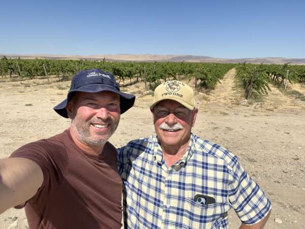Gilles with dubrul vineyard owner Hugh Shields